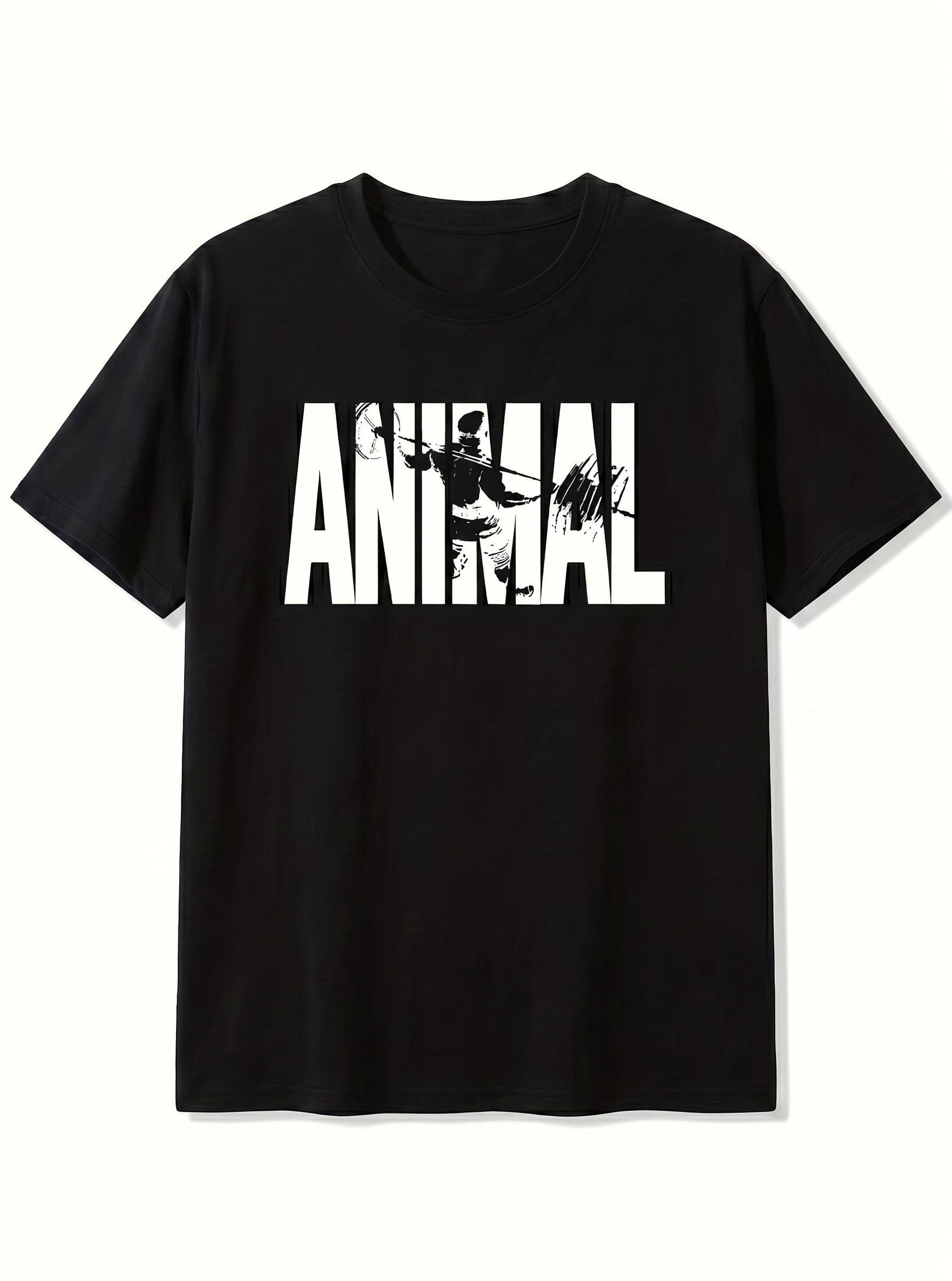 Animal Graphic Oversize Erkek Tişört - Siyah