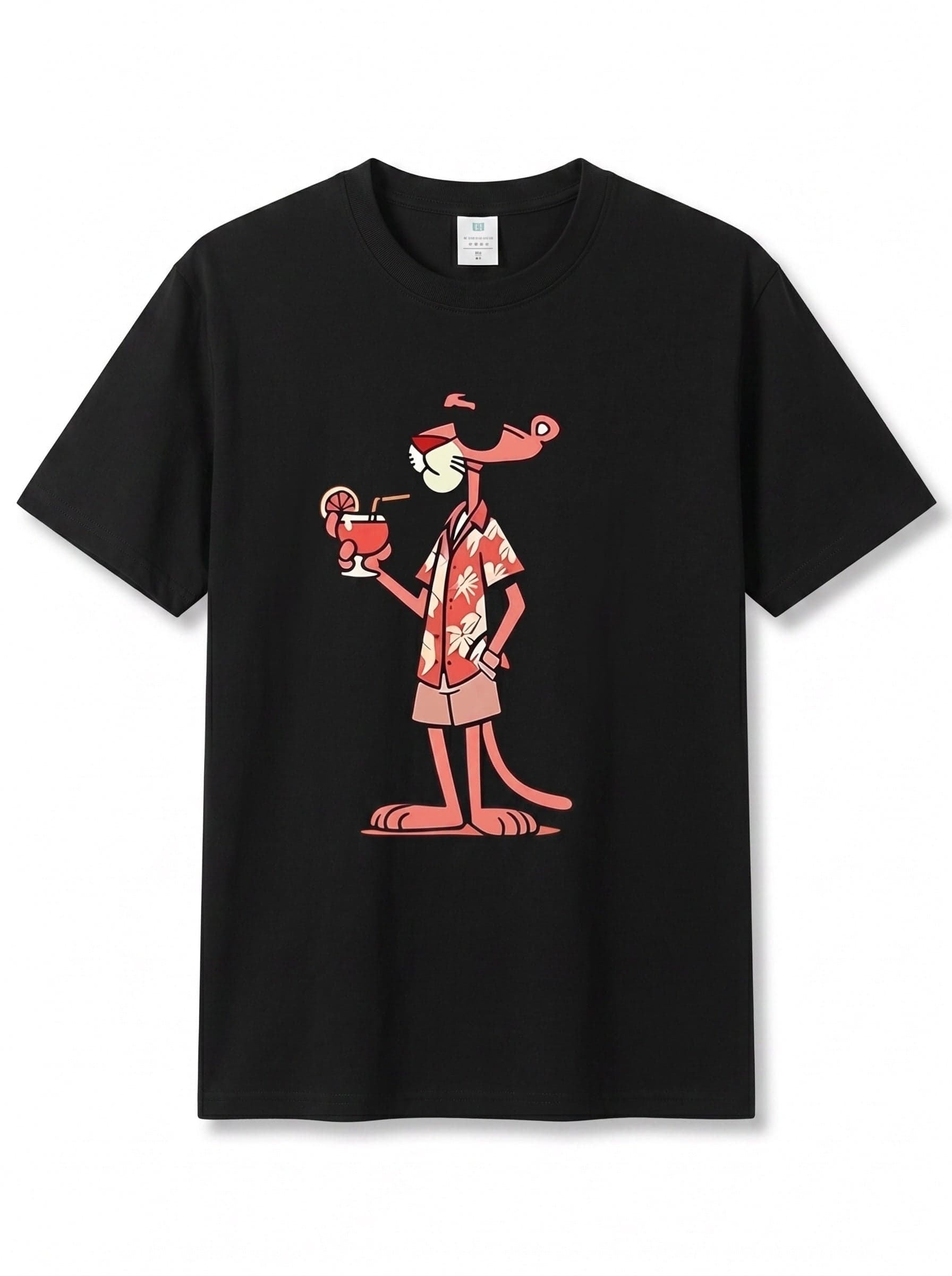 Pink Panther Graphic Oversize Erkek Tişört - Siyah