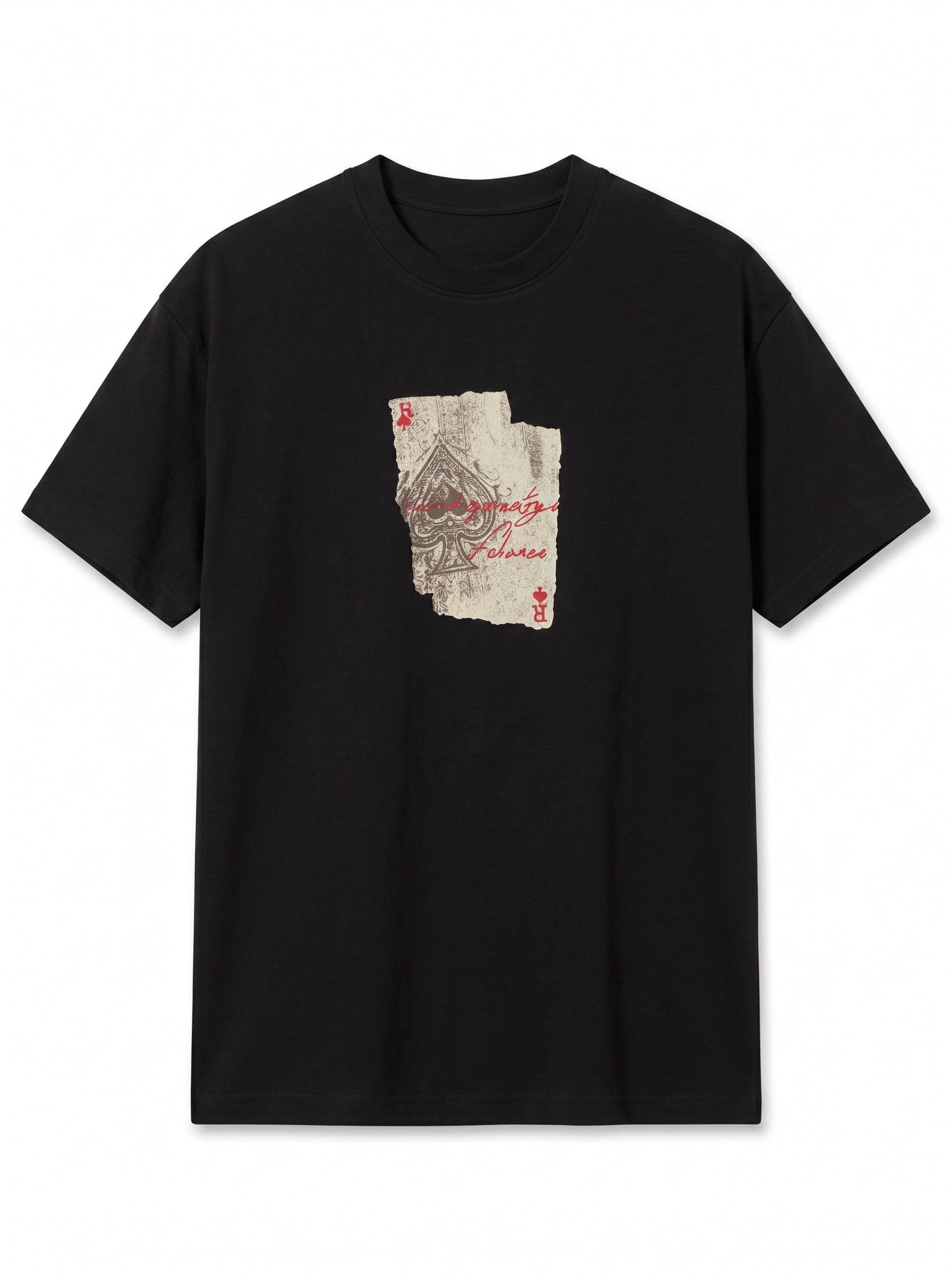 Ace Vintage Oversize Erkek Tişört - Siyah