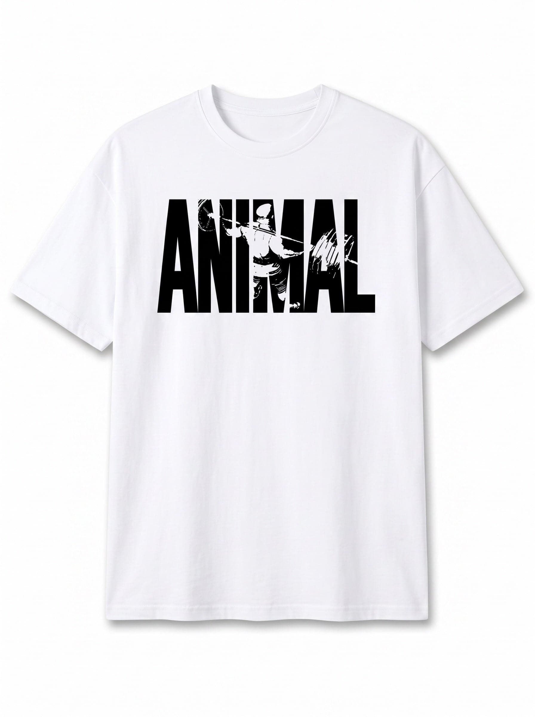 Animal Graphic Oversize Erkek Tişört - Beyaz