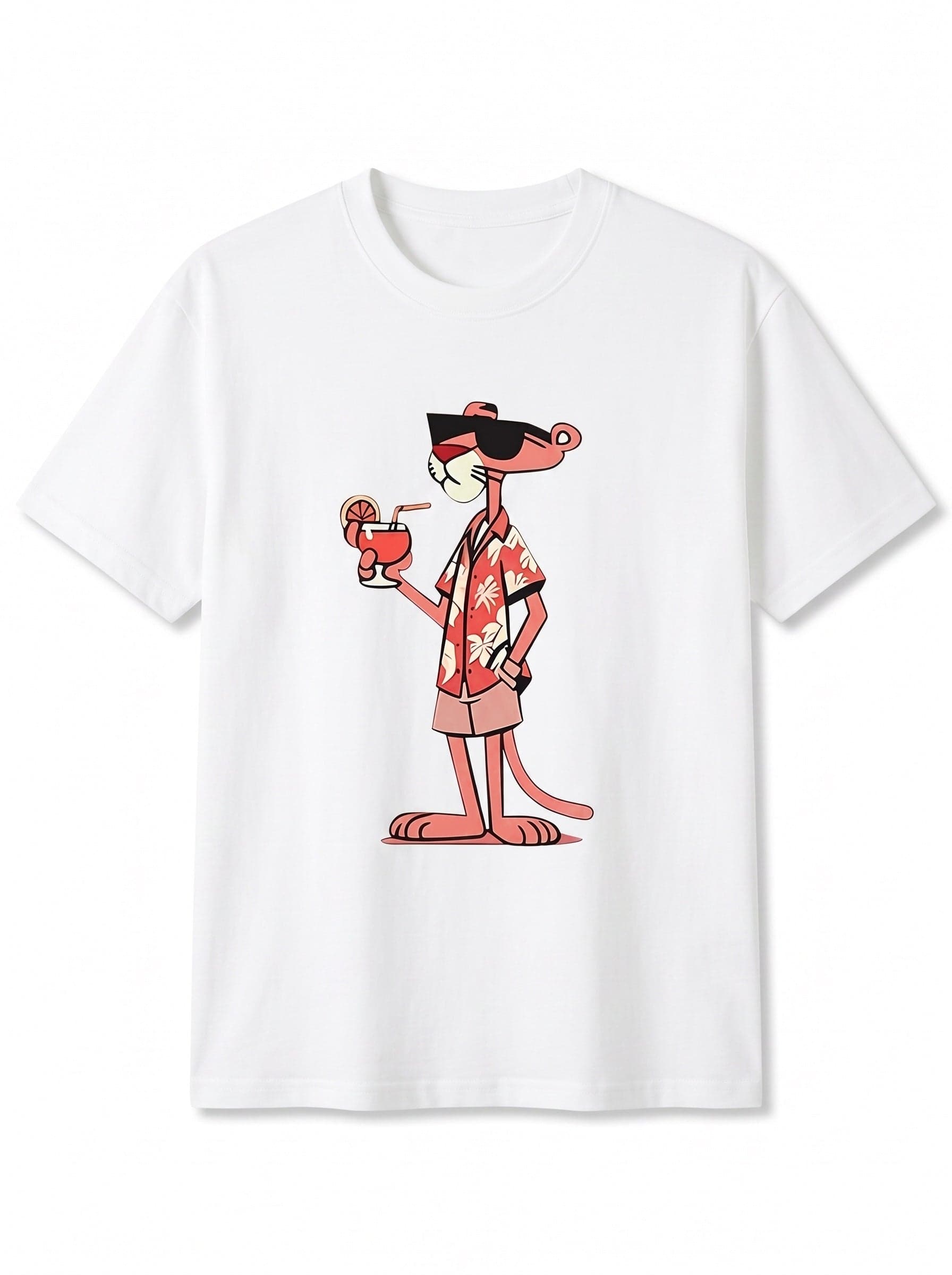 Pink Panther Graphic Oversize Erkek Tişört - Beyaz