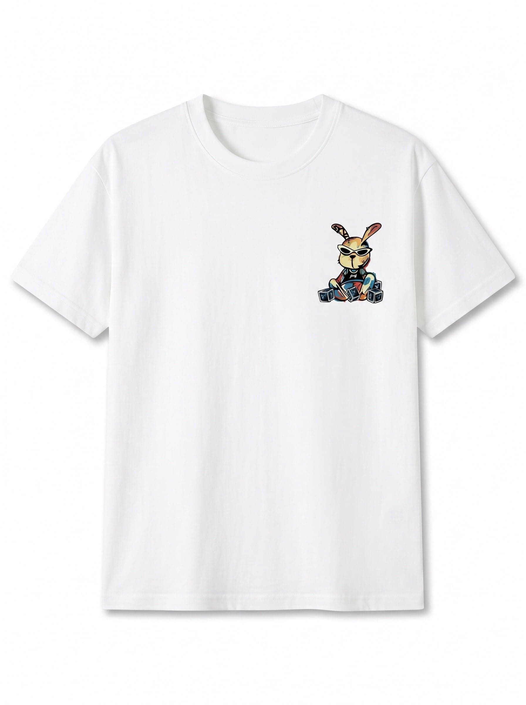 Rogue Bunny Oversize Erkek Tişört - Beyaz