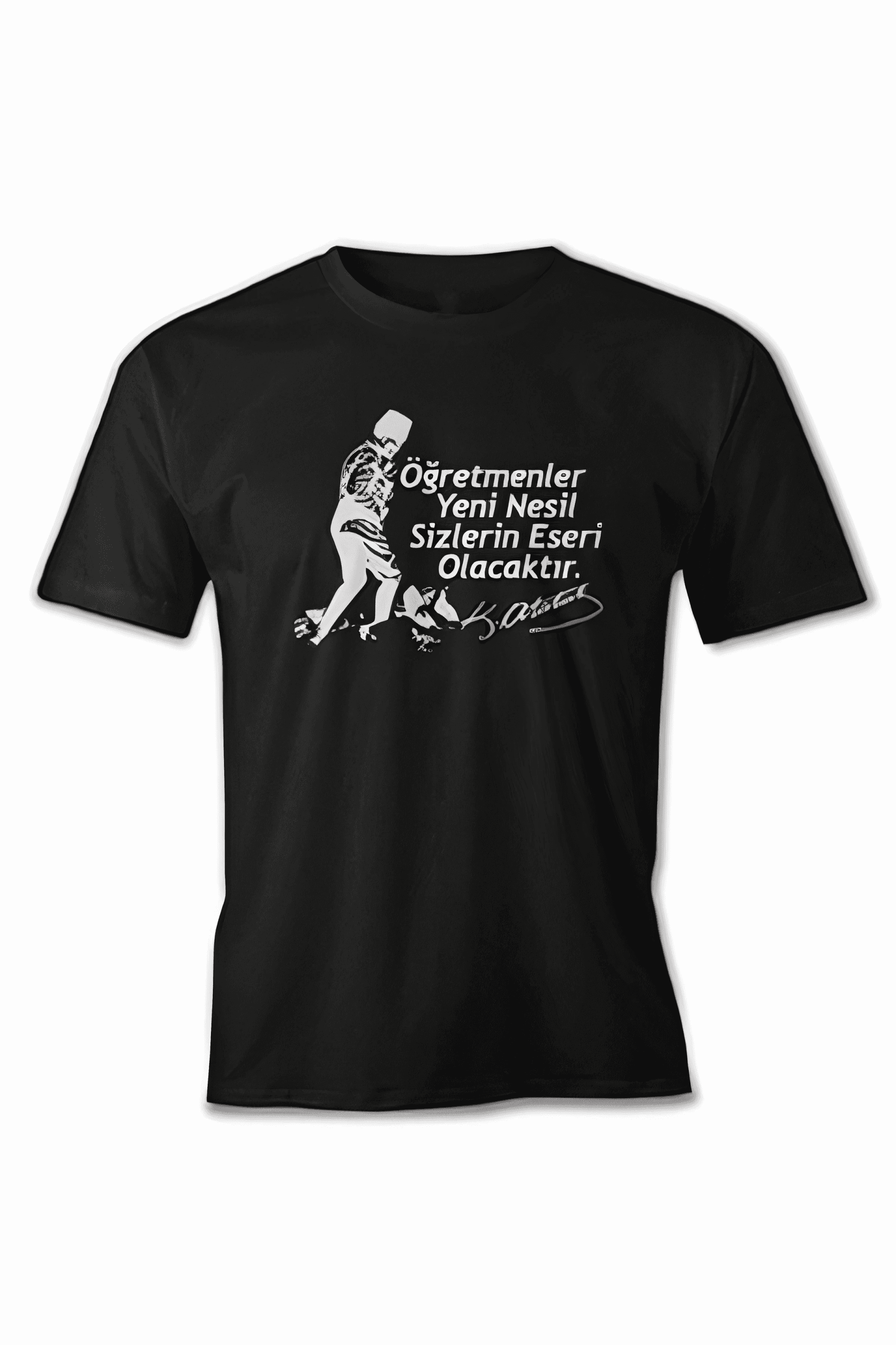 24 Kasım Öğretmenler Günü Hediye Baskılı Oversize Bisiklet Yaka T-shirt - Siyah