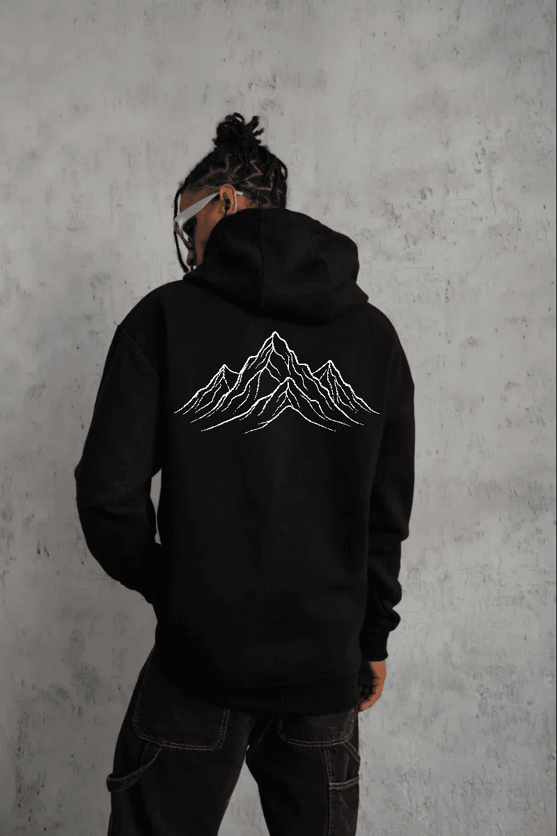 Erkek Nihilist Penguen Baskılı 3 İplik Pamuklu Kapüşonlu Sweatshirt Hoodie Siyah
