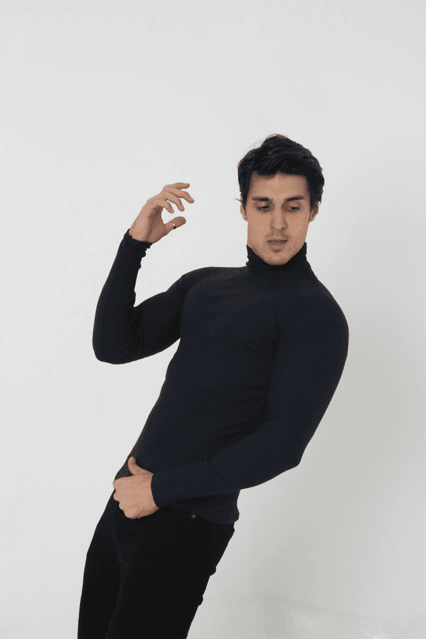Erkek Fitilli Kaşkorse Kumaş Boğazlı Full Likralı Slimfit Body - Siyah