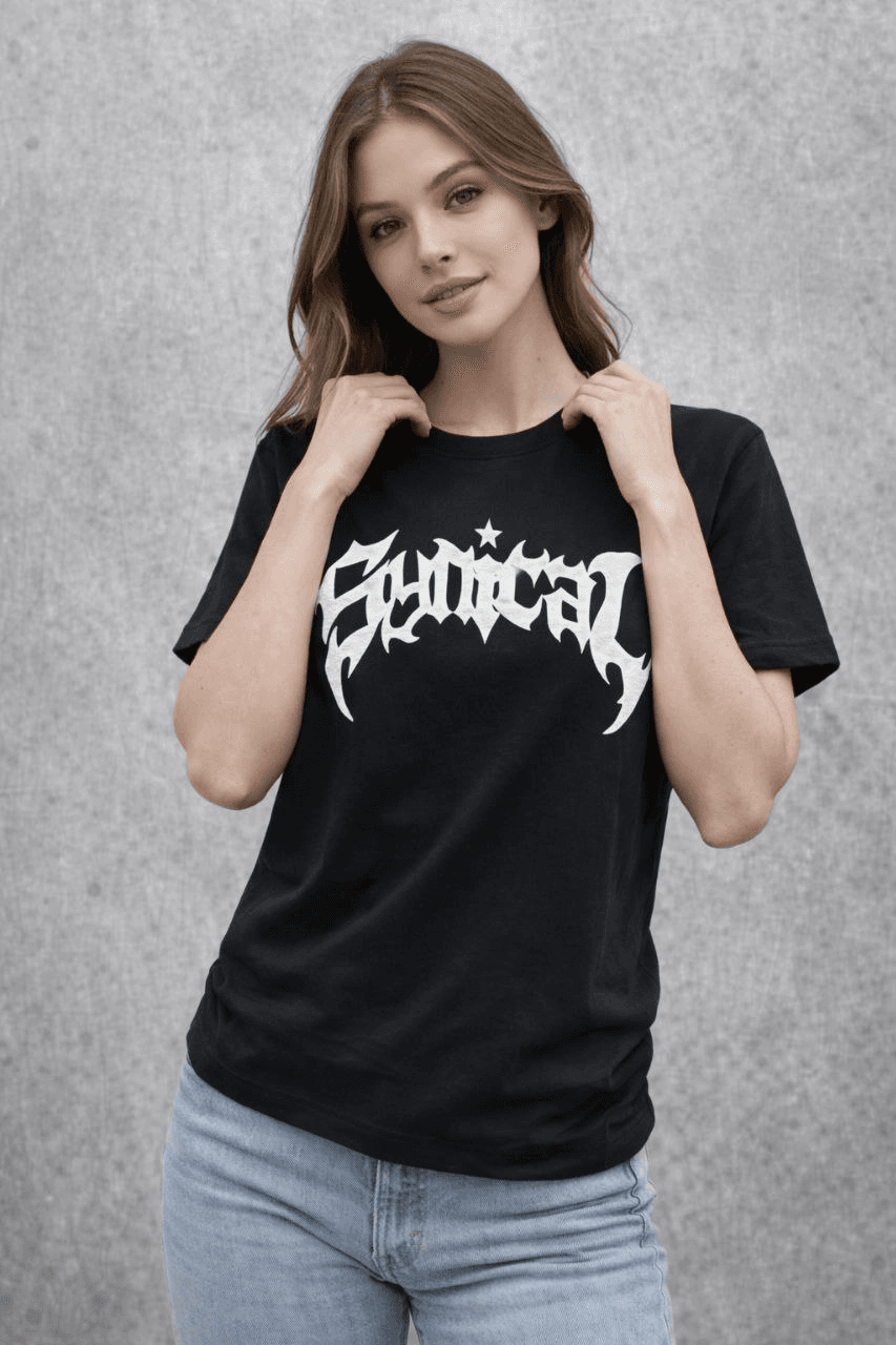 Kadın Kısa Kol Yazlık Tişört Bisiklet Yaka Baskılı Oversize T-Shirt - Siyah