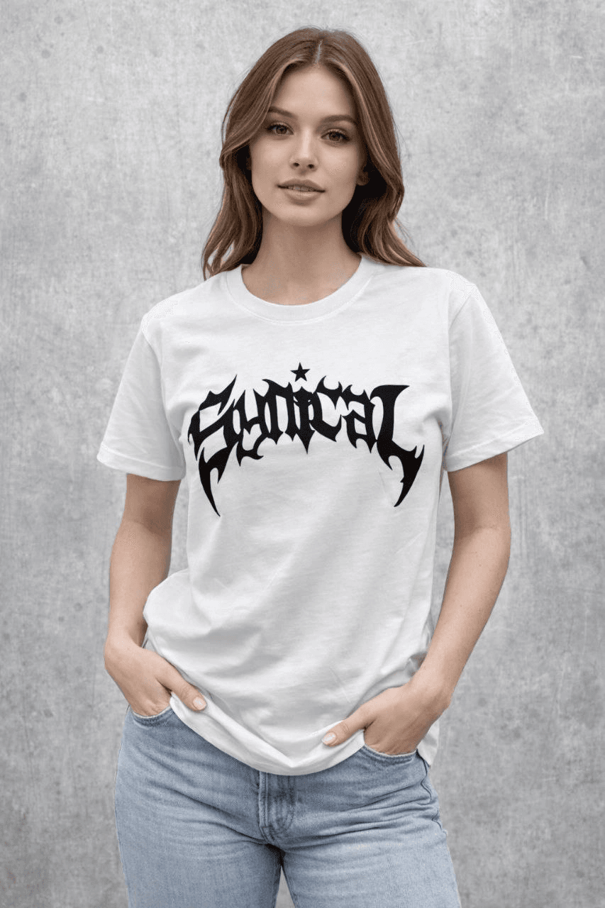 Kadın Kısa Kol Yazlık Tişört Bisiklet Yaka Baskılı Oversize T-Shirt - Beyaz — görsel 1 / 4