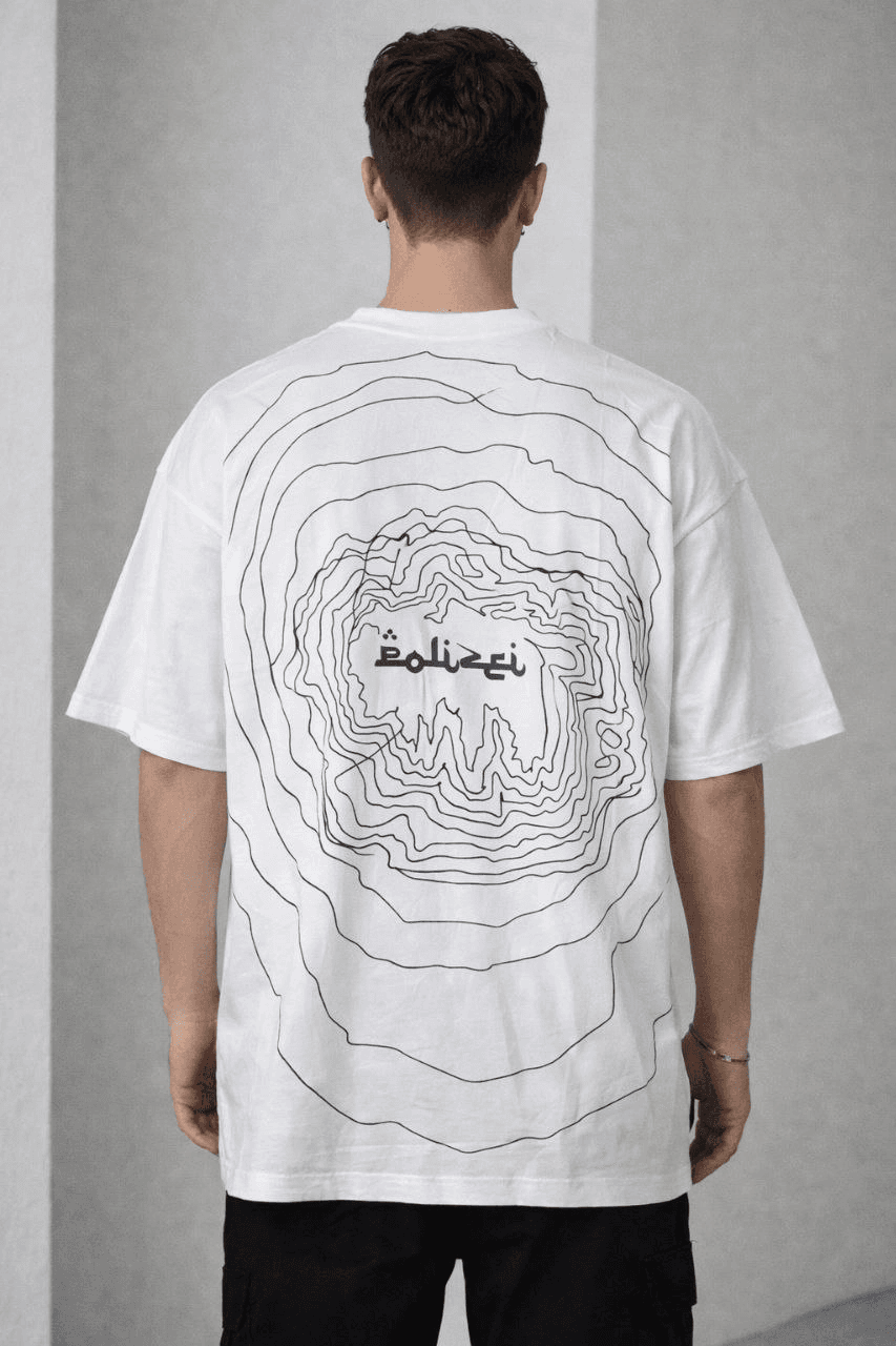 Erkek Kısa Kol Yazlık Tişört Bisiklet Yaka Baskılı Oversize T-Shirt - Beyaz — görsel 1 / 3