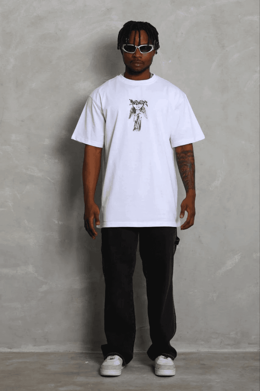 Erkek Baskılı T-Shirt Kısa Kol Bisiklet Yaka Regular Fit Tişört - Beyaz — görsel 1 / 3
