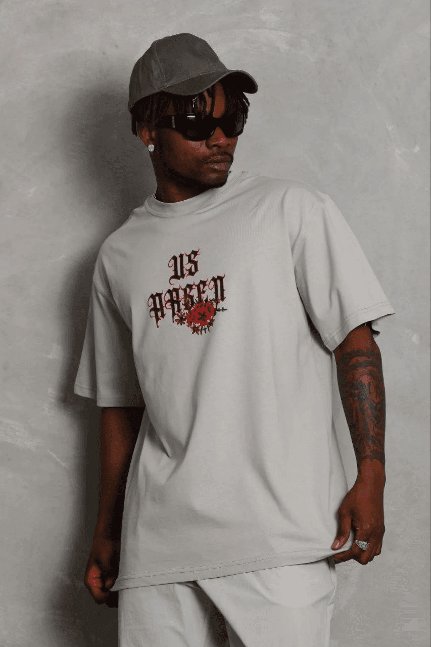 Erkek Baskılı T-Shirt Kısa Kol Bisiklet Yaka Regular Fit Tişört - Gri — görsel 1 / 4