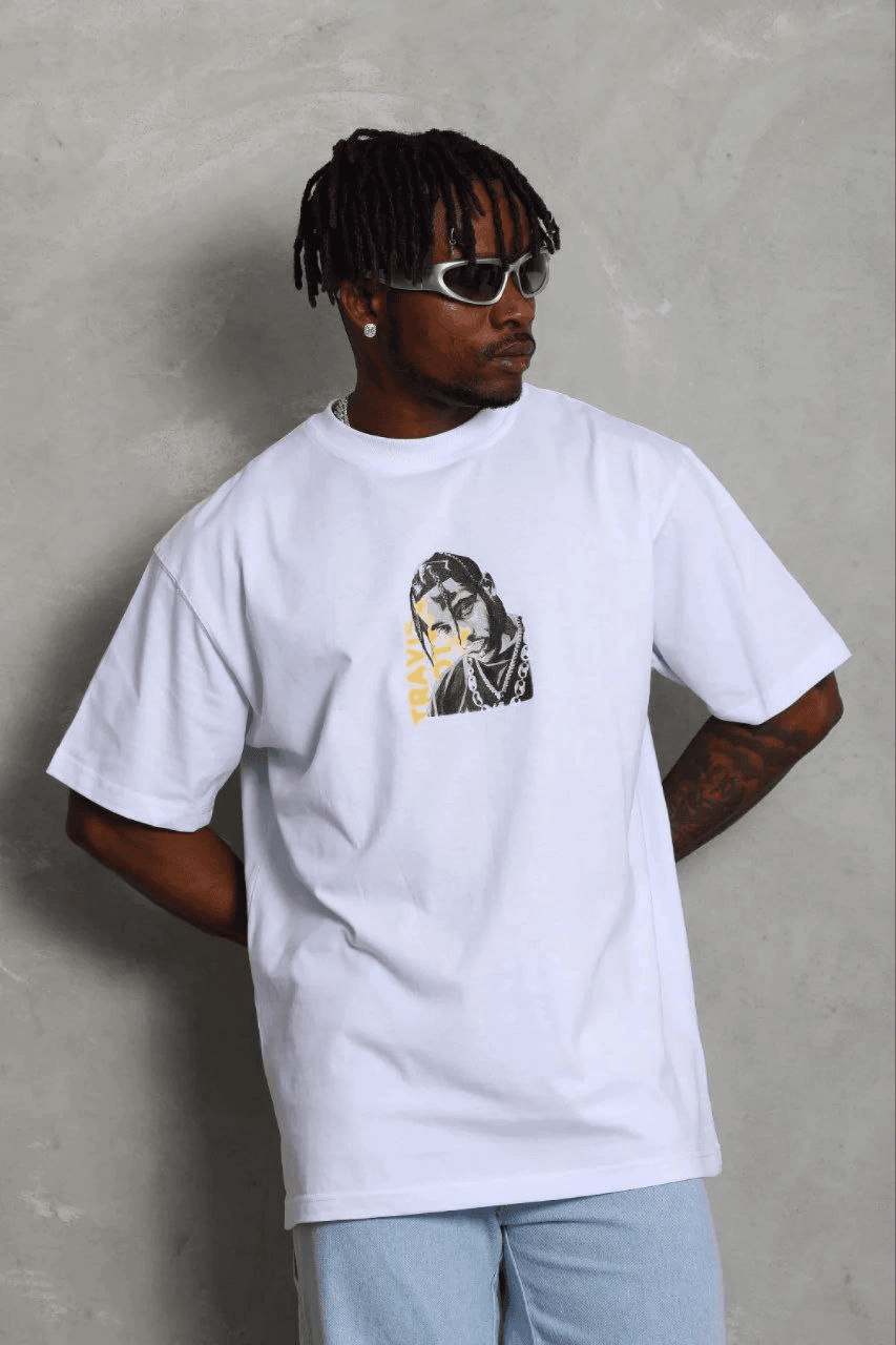 Erkek Baskılı T-Shirt Kısa Kol Bisiklet Yaka Regular Fit Tişört - Beyaz — görsel 1 / 3