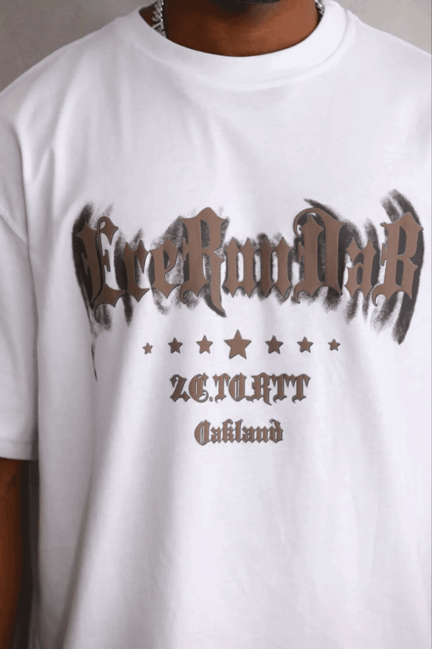 Erkek Baskılı T-Shirt Kısa Kol Bisiklet Yaka Regular Fit Tişört - Beyaz