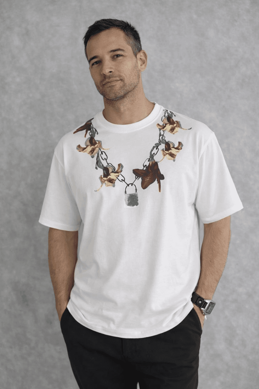 Erkek Baskılı T-Shirt Kısa Kol Bisiklet Yaka Regular Fit Tişört - Beyaz — görsel 1 / 3
