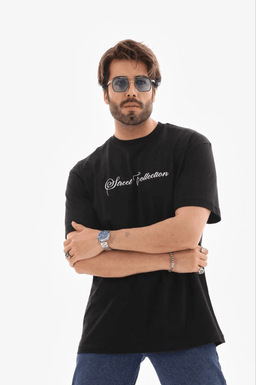 Erkek Baskılı T-Shirt Kısa Kol Bisiklet Yaka Regular Fit Tişört - Siyah — görsel 1 / 4