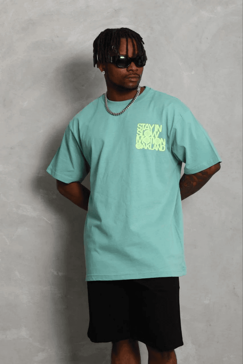 Erkek Baskılı T-Shirt Kısa Kol Bisiklet Yaka Regular Fit Tişört - Mint Yeşili — görsel 1 / 3