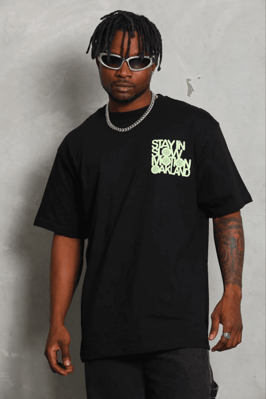 Erkek Baskılı T-Shirt Kısa Kol Bisiklet Yaka Regular Fit Tişört - Siyah — görsel 1 / 3
