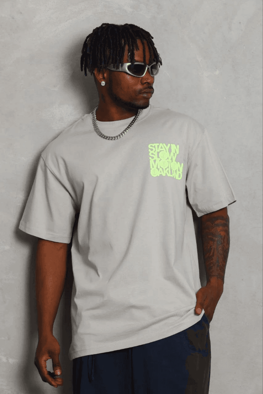 Erkek Baskılı T-Shirt Kısa Kol Bisiklet Yaka Regular Fit Tişört - Gri — görsel 1 / 3