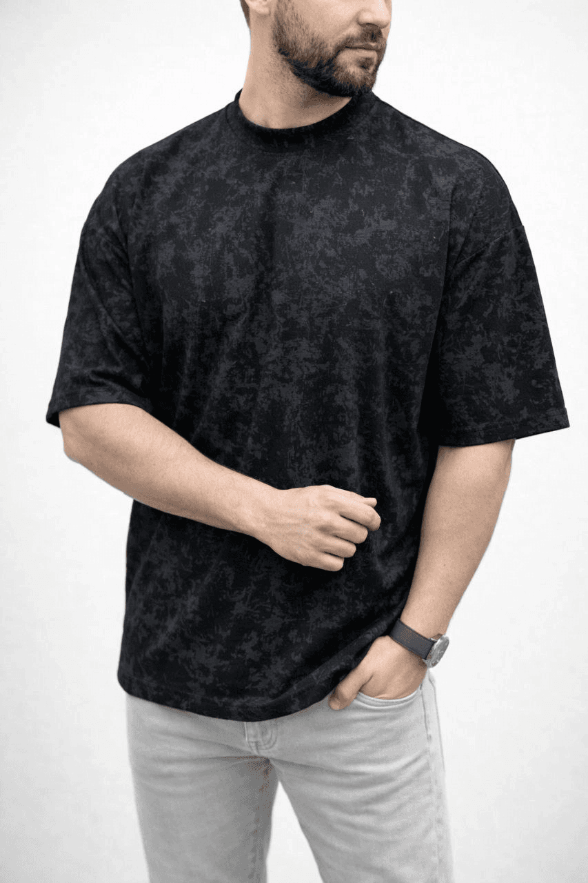 Erkek Premium Tişört OSY Yumuşak Dokulu Yıkamalı Oversize T-Shirt - Siyah — görsel 1 / 4
