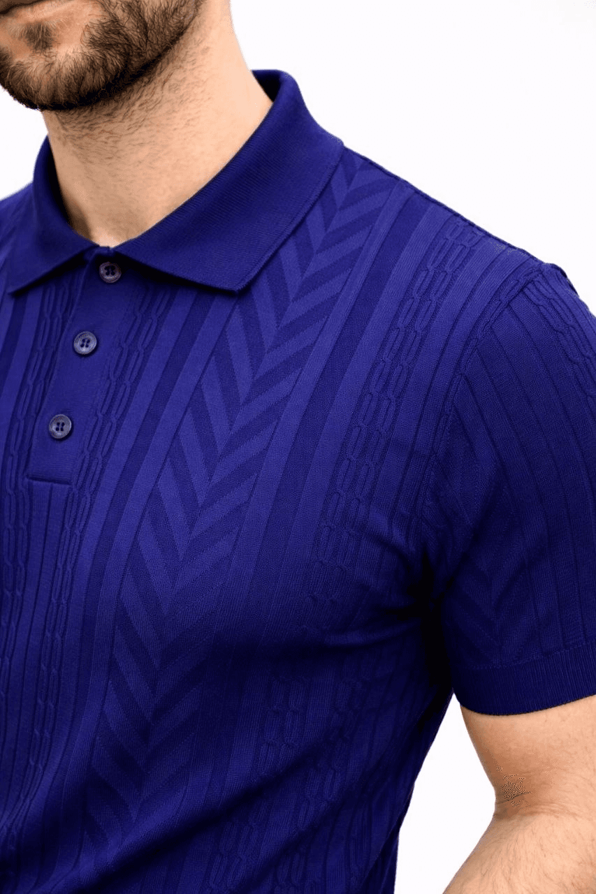 Erkek Yazlık Triko Tişört Kısa Kol Polo Yaka Düğmeli T-Shirt - Lacivert — görsel 1 / 4