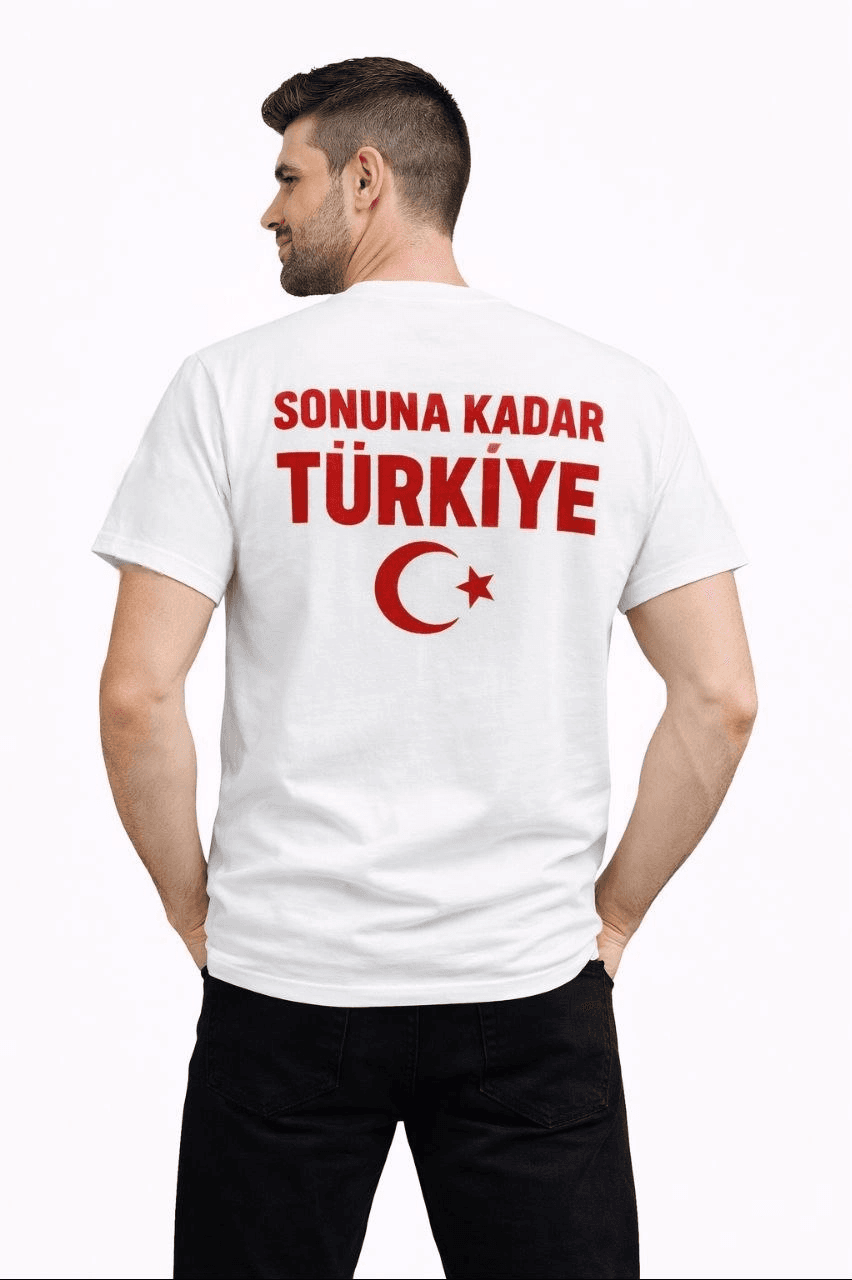 Erkek TÜRKİYE Ay Yıldız Baskılı Taraftar Forma T-Shirt - Beyaz — görsel 1 / 3