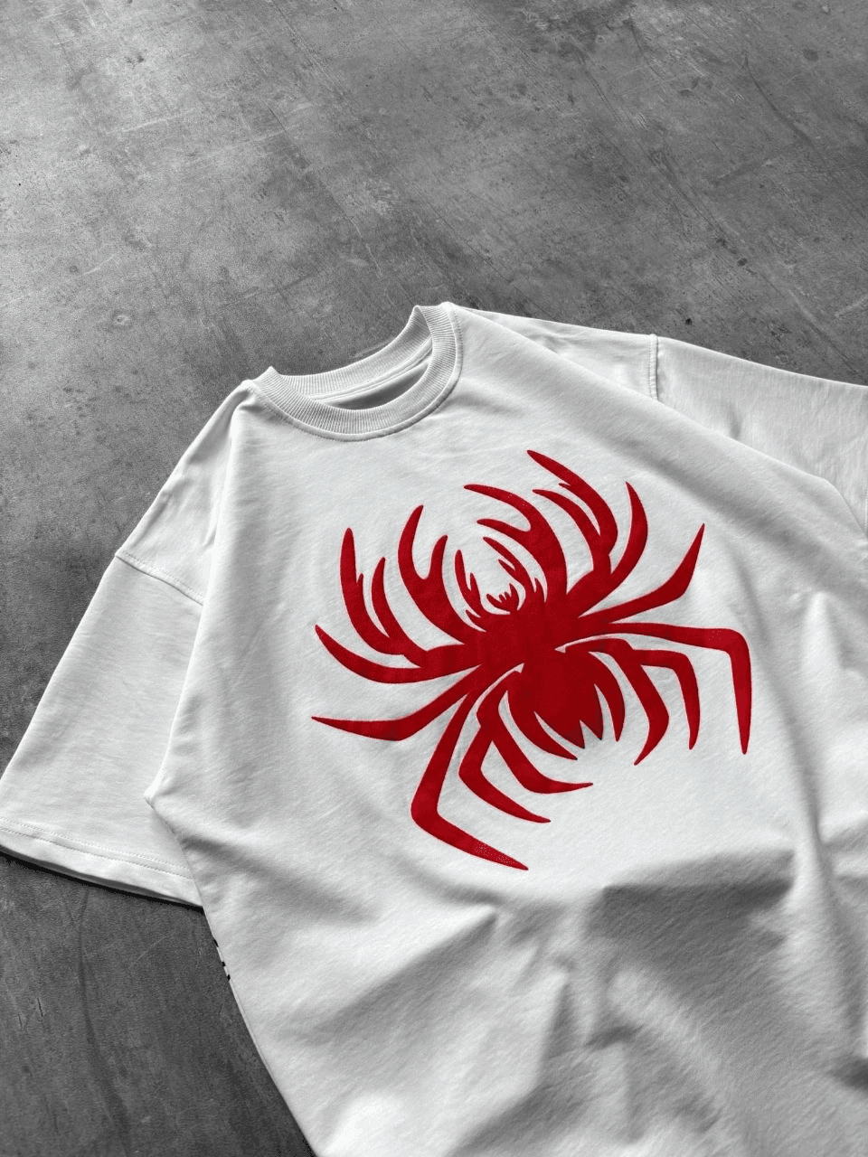 Erkek Örümcek Baskılı Tişört Kısa Kollu Bisiklet Yaka T-Shirt - Beyaz — görsel 1 / 3