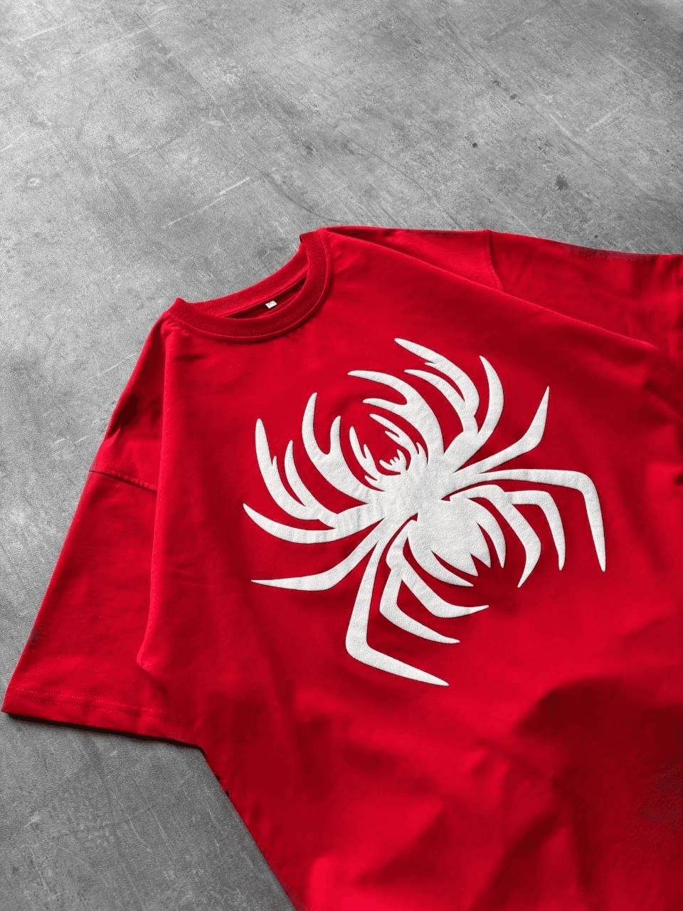 Erkek Örümcek Baskılı Tişört Kısa Kollu Bisiklet Yaka T-Shirt - Kırmızı — görsel 1 / 3