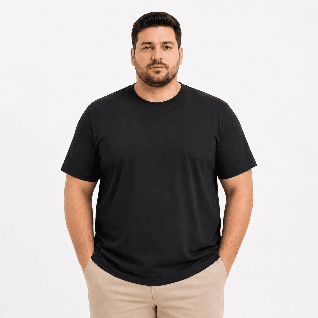 Erkek Battal Big Size Basic Tişört Bisiklet Yaka Rahat Kalıp T-Shirt - Siyah — görsel 1 / 3
