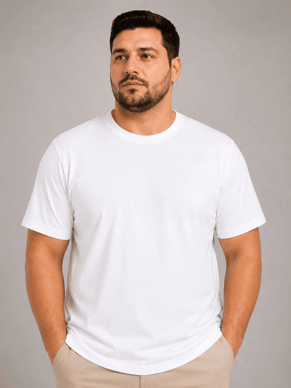 Erkek Battal Big Size Basic Tişört Bisiklet Yaka Rahat Kalıp T-Shirt - Beyaz — görsel 1 / 3