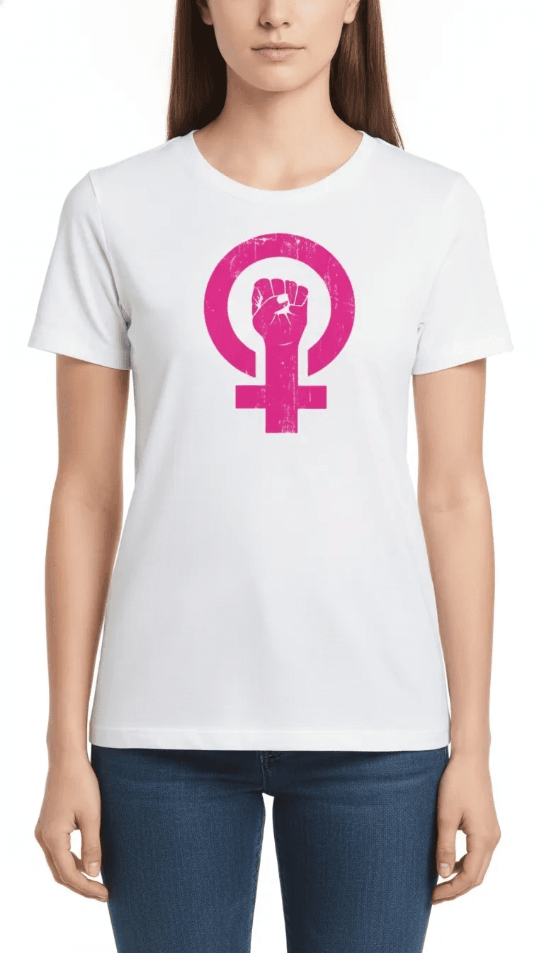 8 Mart Dünya Kadınlar Günü Baskılı Oversize Bisiklet Yaka T-shirt - Beyaz — görsel 1 / 2