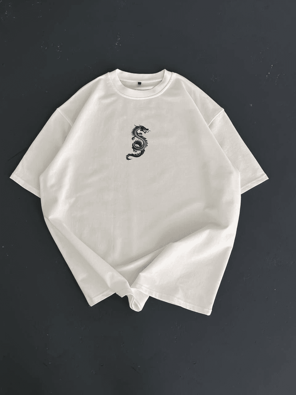 Erkek Ön ve Arka Baskılı T-Shirt Kısa Kol Bisiklet Yaka Regular Fit Tişört - Beyaz