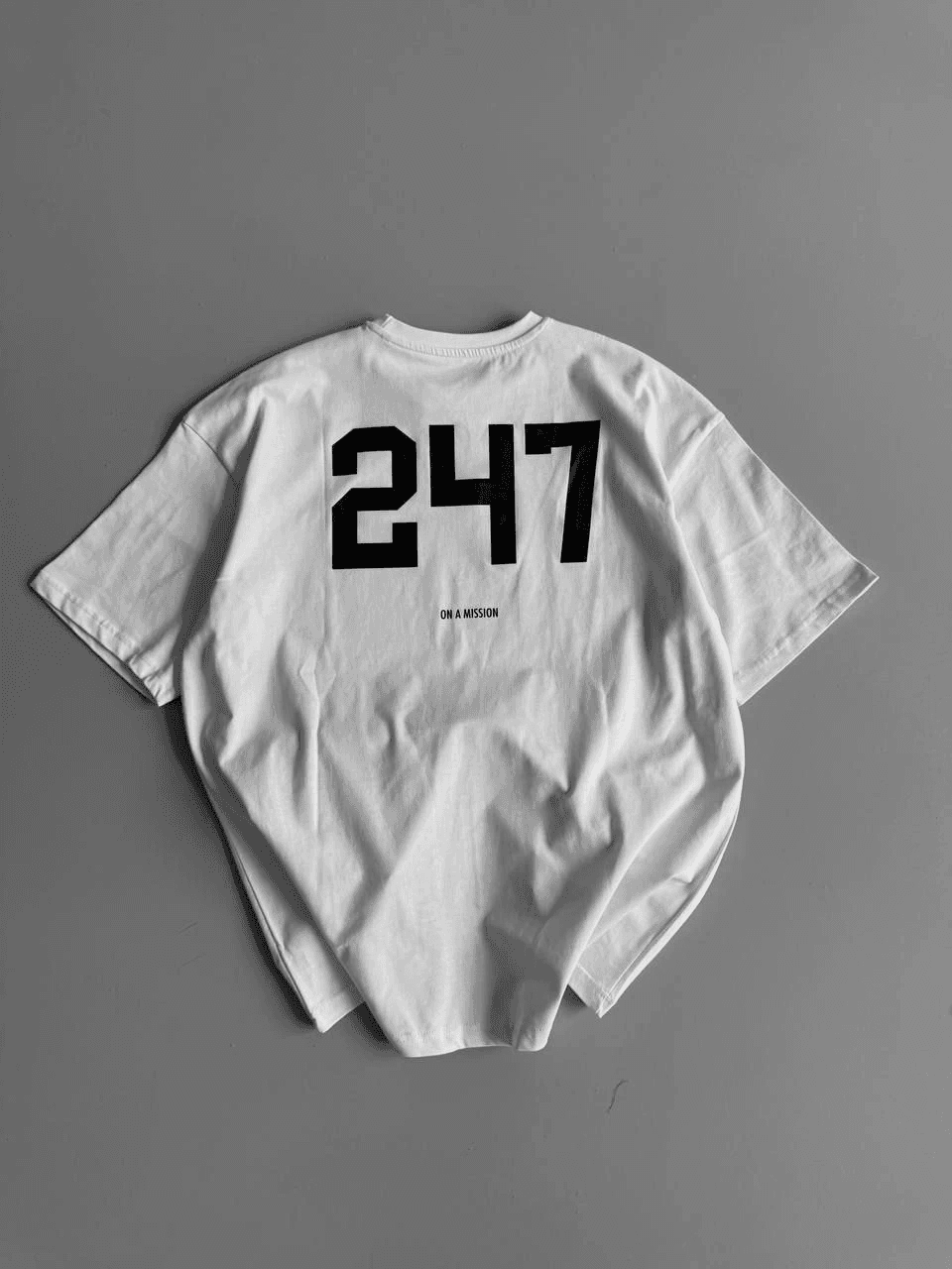 Erkek Ön ve Arka Baskılı T-Shirt Kısa Kol Bisiklet Yaka Regular Fit Tişört - Beyaz — görsel 1 / 2
