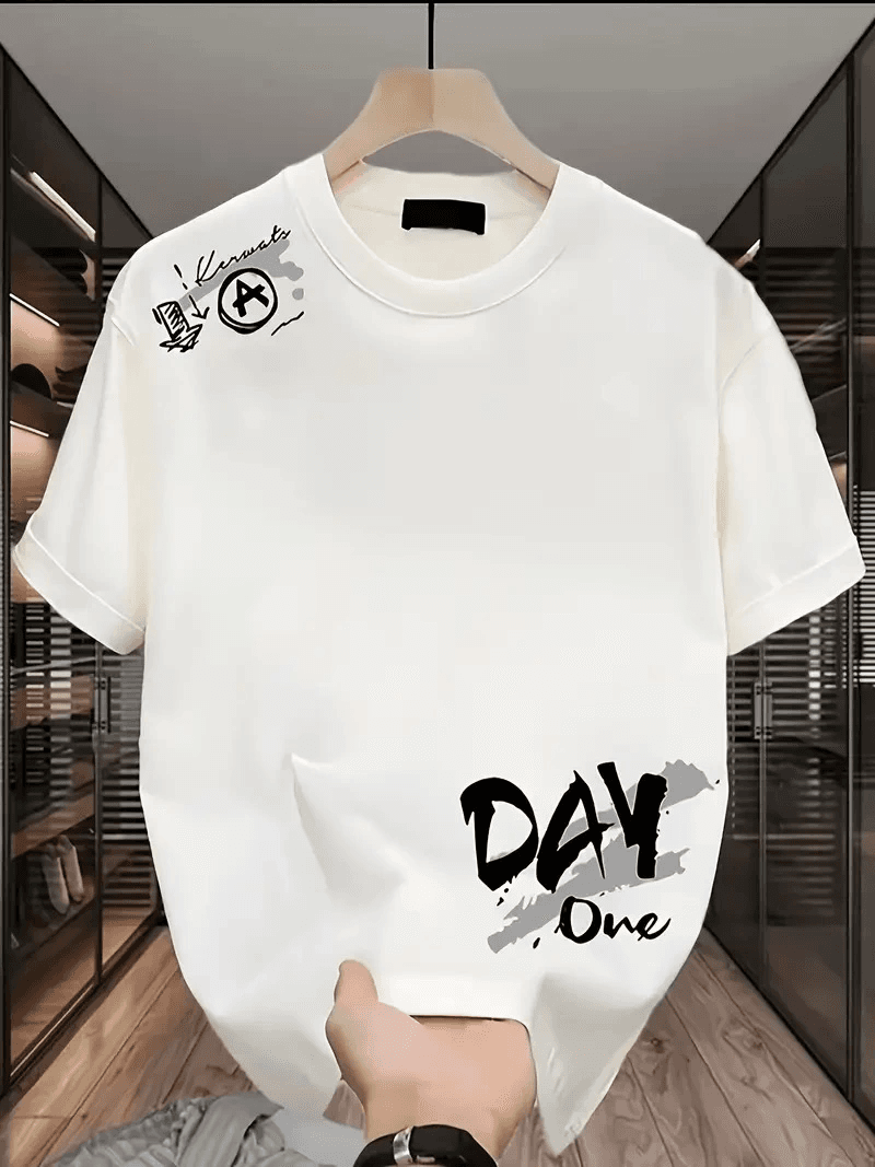 Kadın Kısa Kol Yazlık Tişört Bisiklet Yaka Baskılı Oversize T-Shirt - Beyaz — görsel 1 / 4