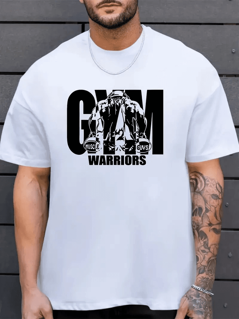 Erkek Baskılı Tişört Kısa Kol Bisiklet Yaka Regular fit Rahat kalıp T-Shirt - Beyaz — görsel 1 / 5
