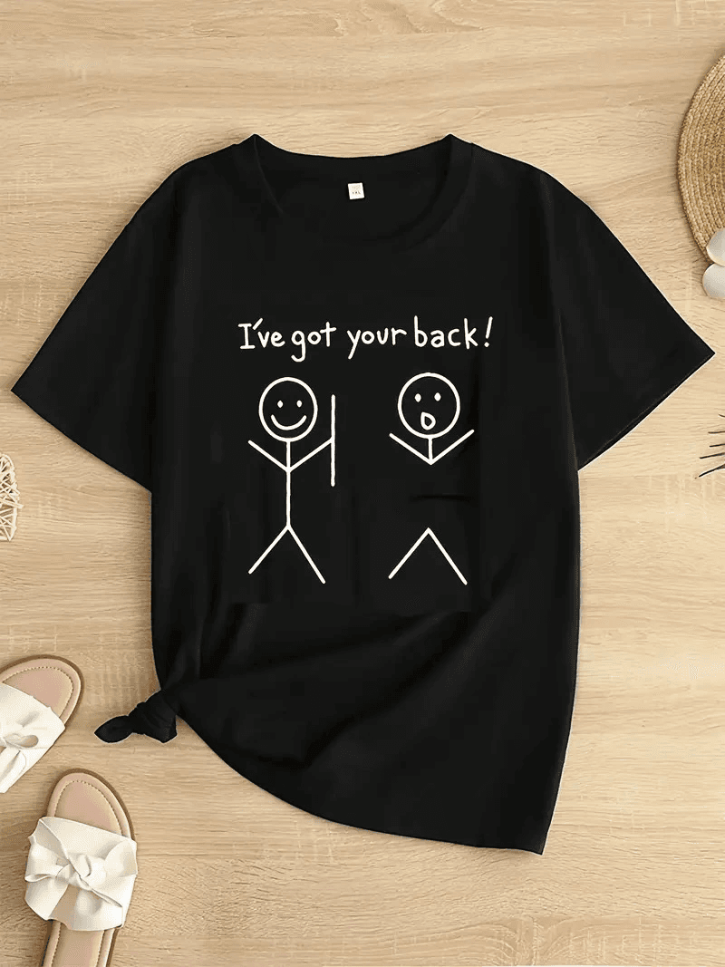 Kadın T-Shirt "I've Got Your Back" Basklı tişört - Siyah