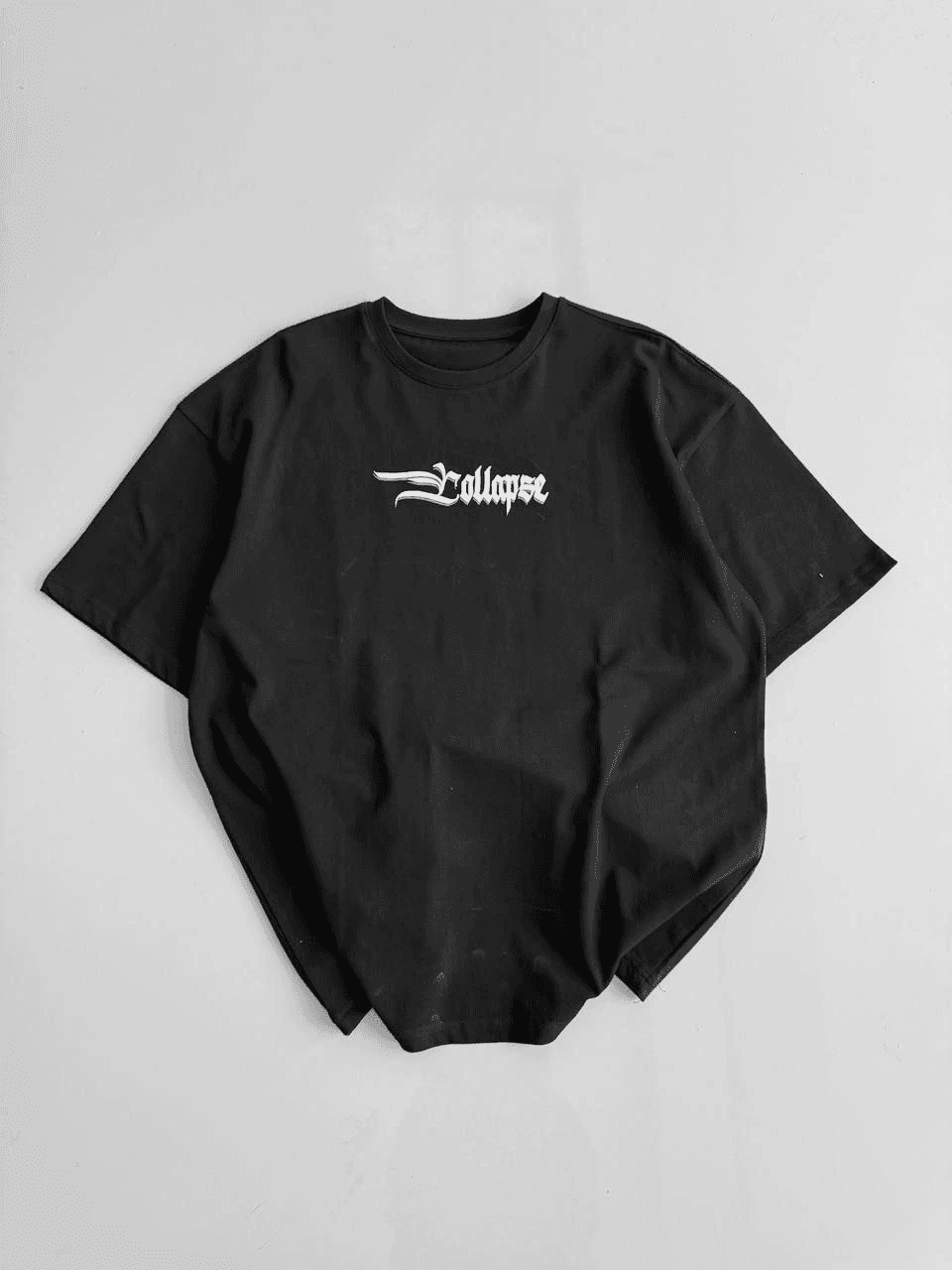 Erkek Ön ve Arka Baskılı T-Shirt Kısa Kol Bisiklet Yaka Regular Fit Tişört - Siyah — görsel 1 / 2