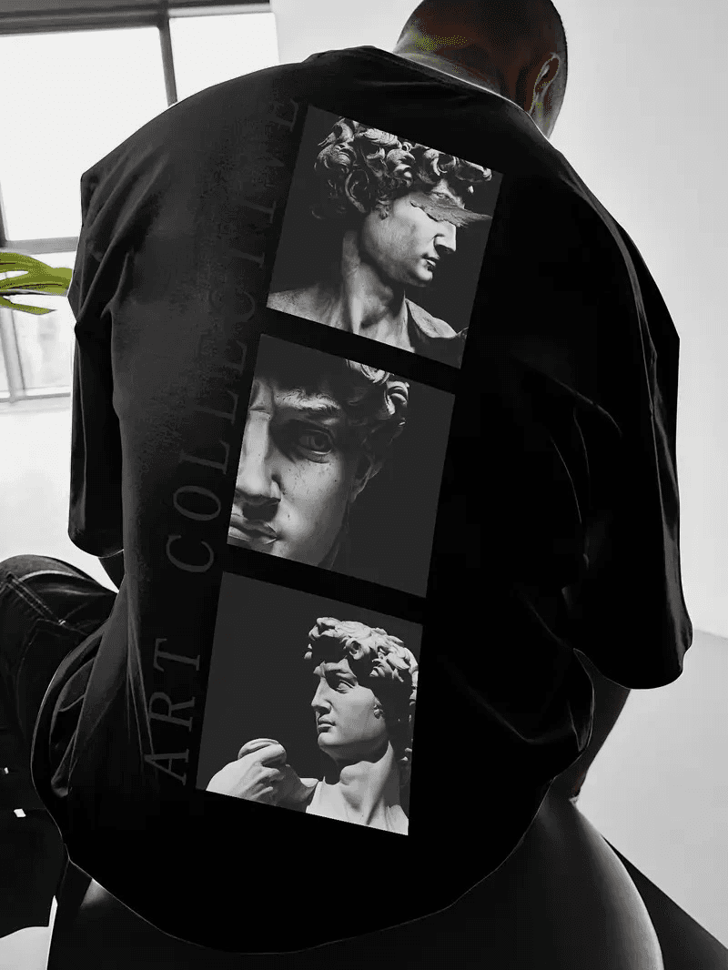 Erkek T-Shirt Sokak Stili Baskılı Kısa kol Tişört - Siyah — görsel 1 / 4
