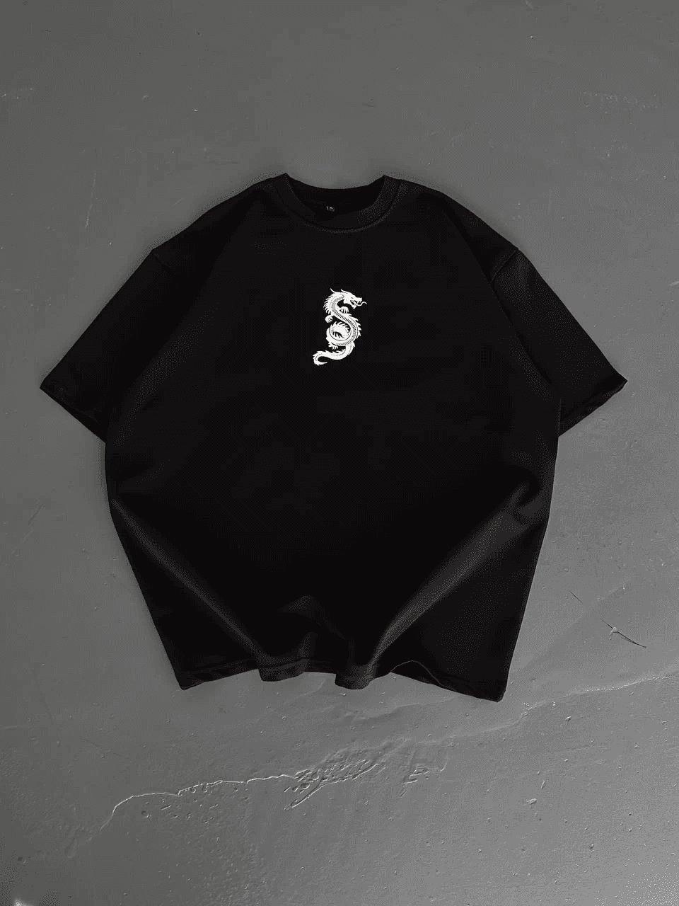 Erkek Ön ve Arka Baskılı T-Shirt Kısa Kol Bisiklet Yaka Regular Fit Tişört - Siyah