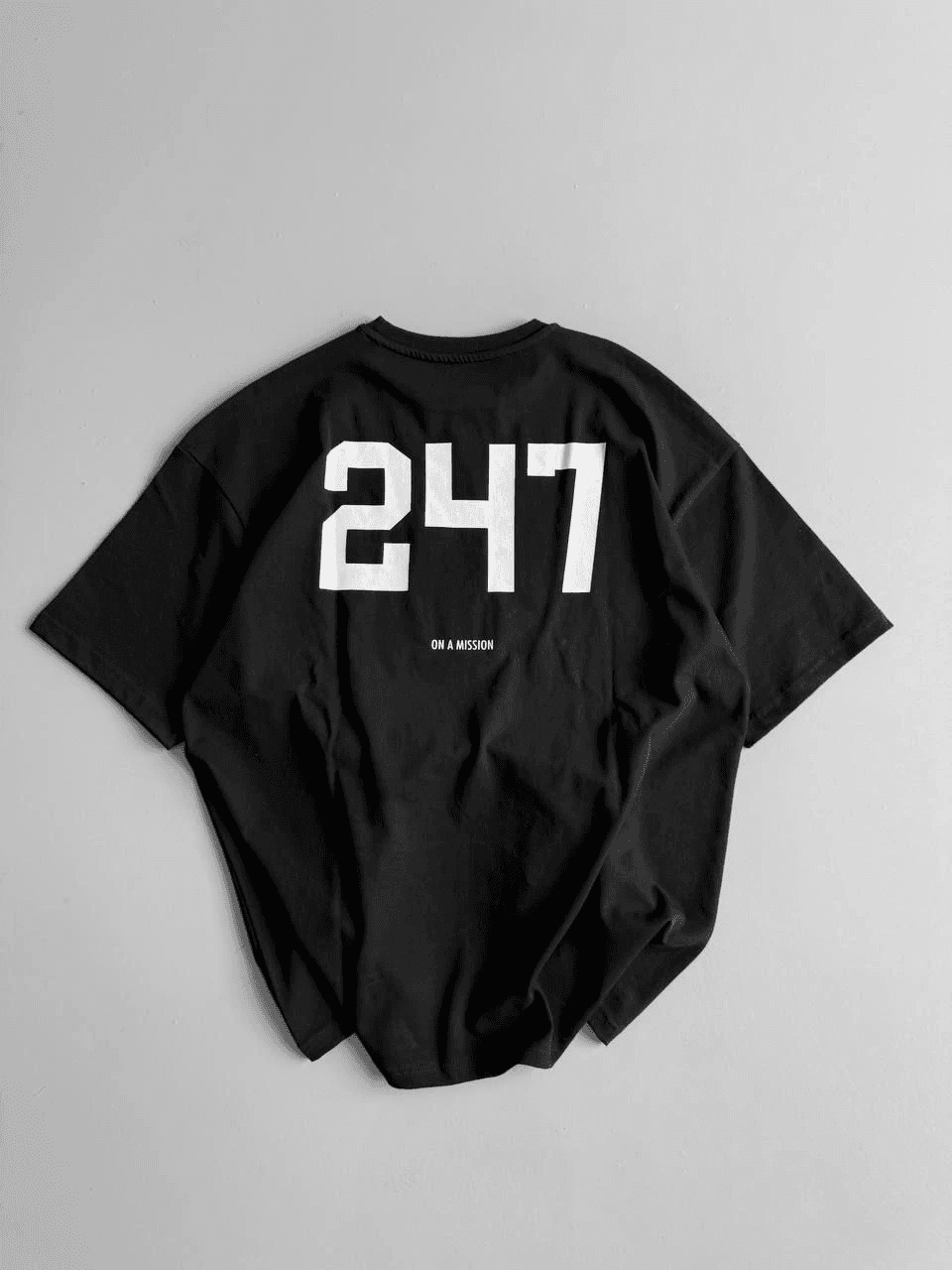 Erkek Ön ve Arka Baskılı T-Shirt Kısa Kol Bisiklet Yaka Regular Fit Tişört - Siyah — görsel 1 / 2