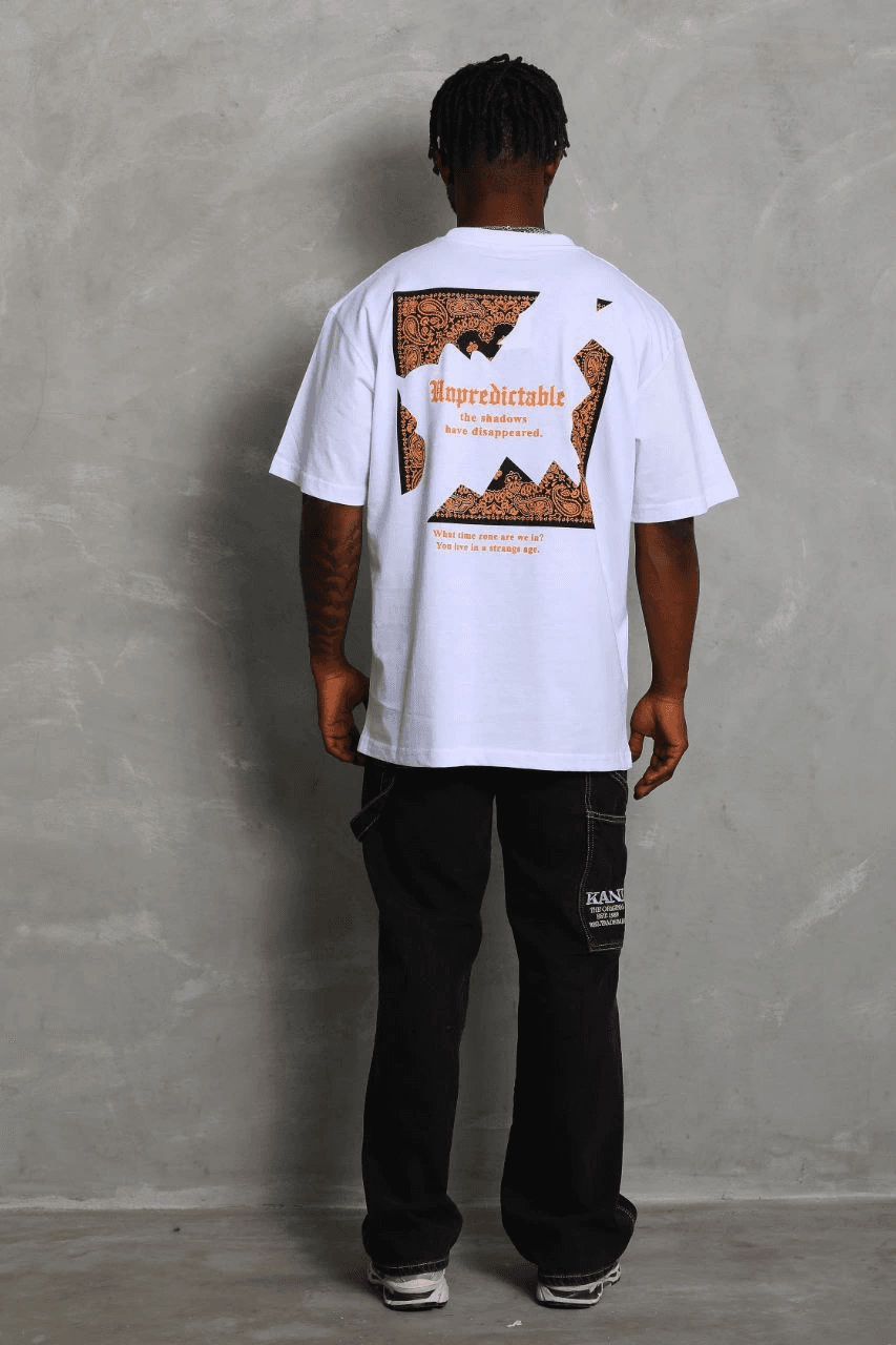 Erkek Baskılı Tişört Kısa Kol Bisiklet Yaka Oversize T-Shirt - Beyaz — görsel 1 / 7