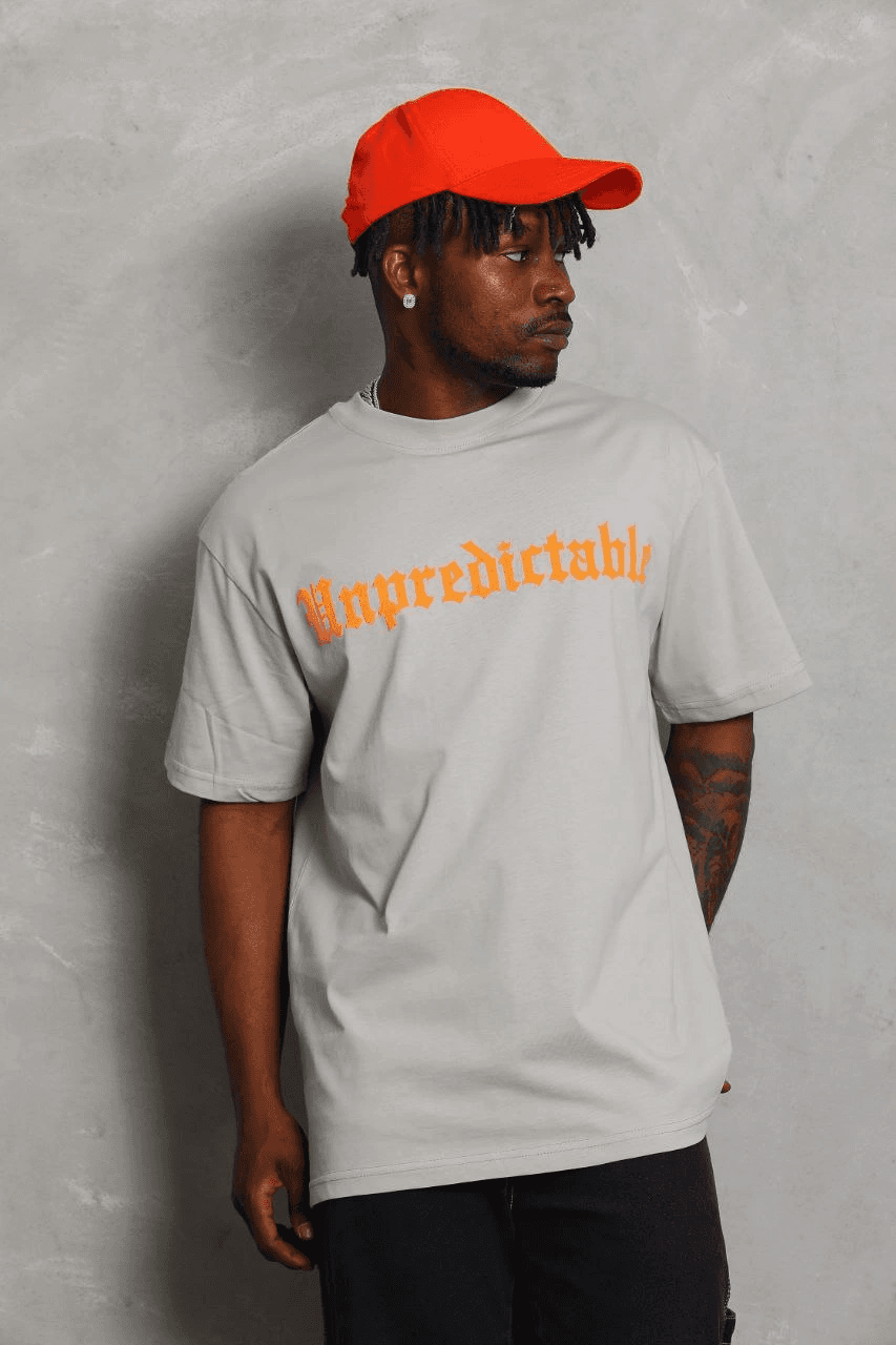 Erkek Baskılı Tişört Kısa Kol Bisiklet Yaka Oversize T-Shirt - Gri — görsel 1 / 6
