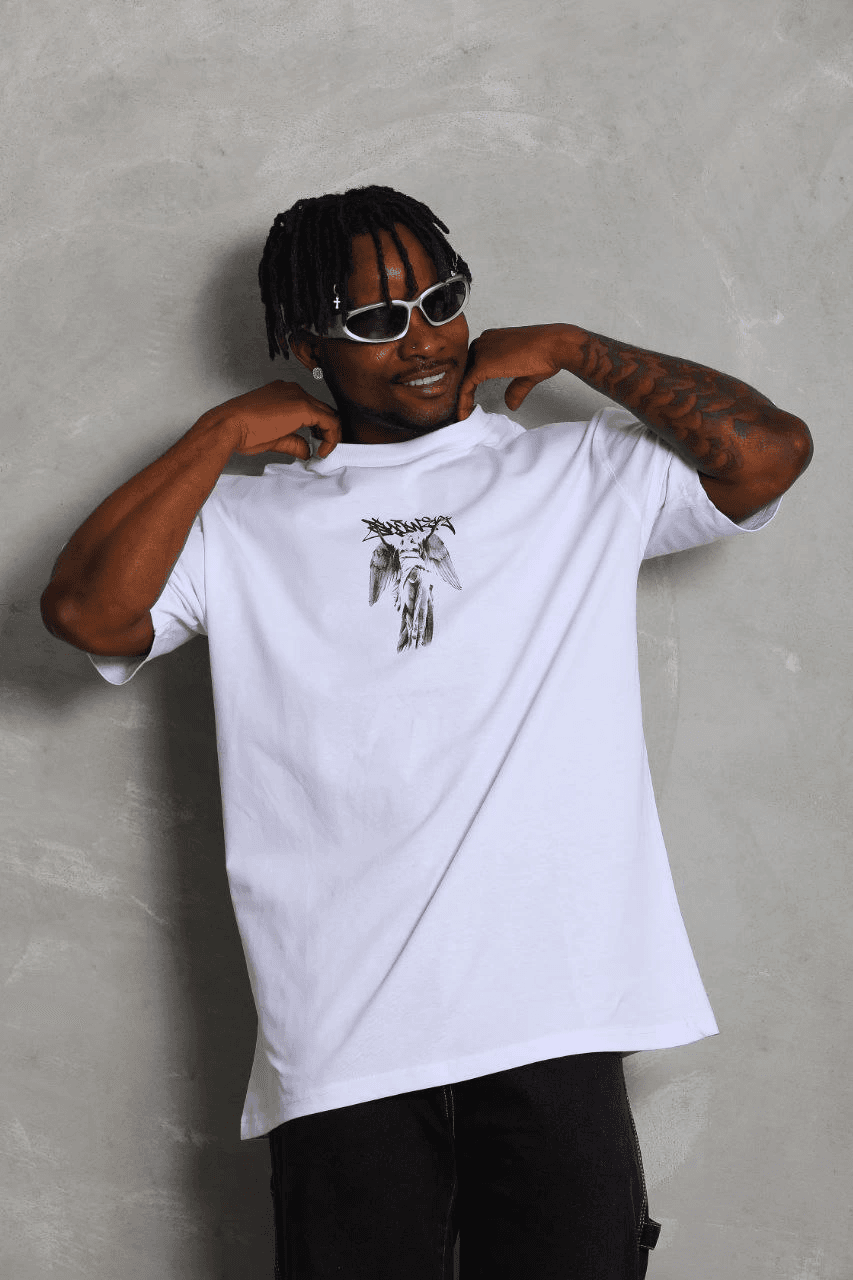 Erkek Kısa kol Baskılı Bisiklet Yaka T-Shirt - Beyaz — görsel 1 / 4
