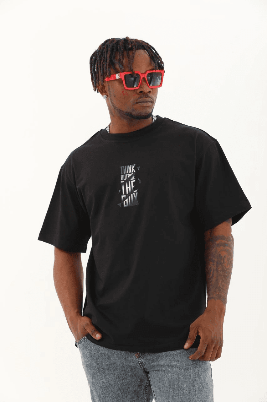 Erkek Kısa kol Baskılı Bisiklet Yaka T-Shirt - Siyah — görsel 1 / 5