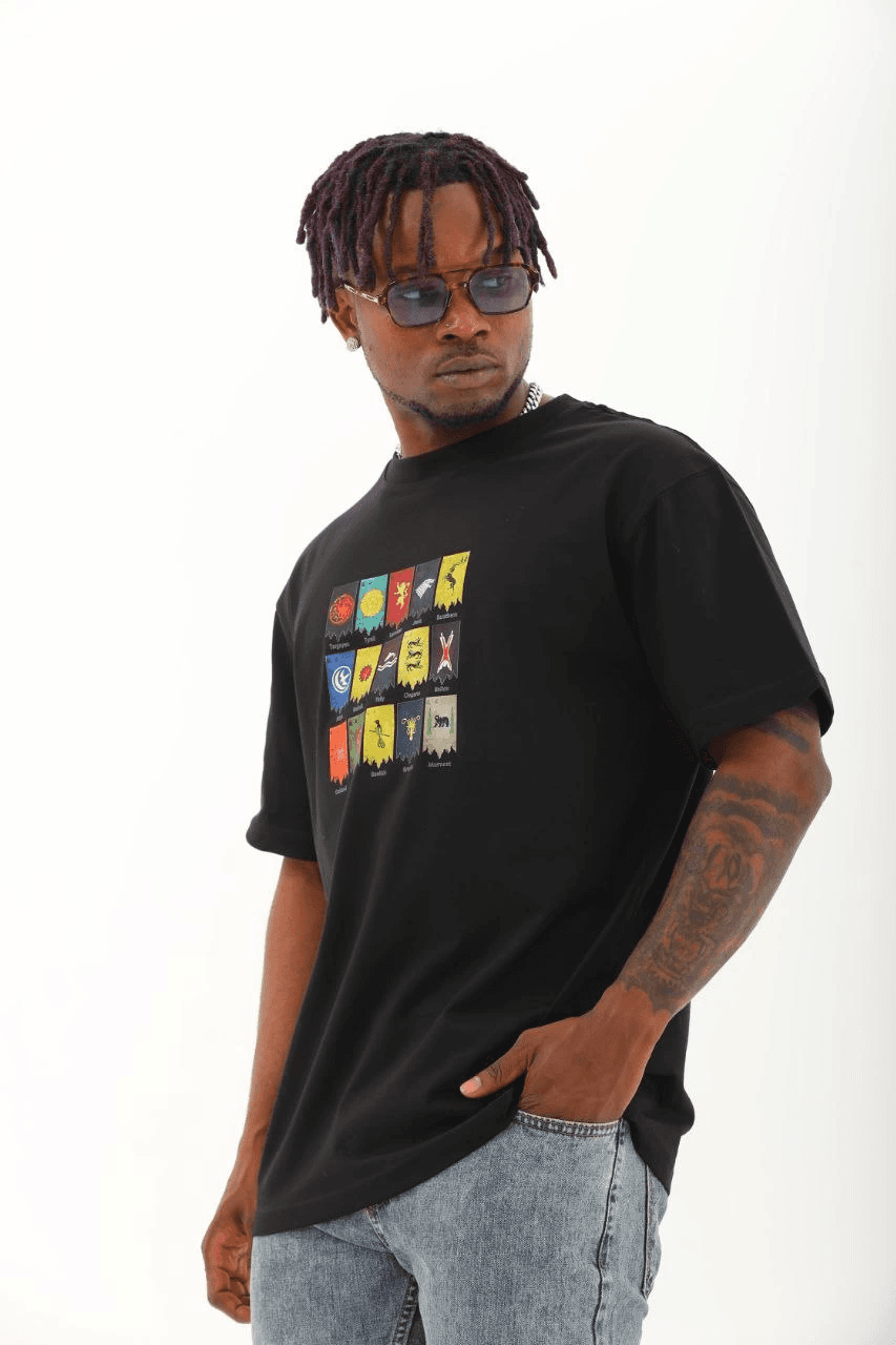 Erkek Kısa kol Baskılı Bisiklet Yaka T-Shirt - Siyah — görsel 1 / 5