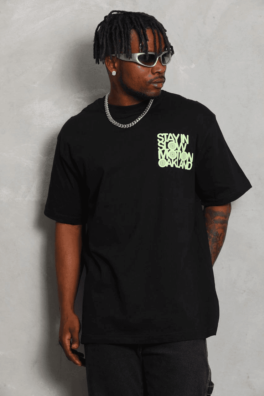 Erkek Kısa kol Baskılı Bisiklet Yaka T-Shirt - Siyah — görsel 1 / 4