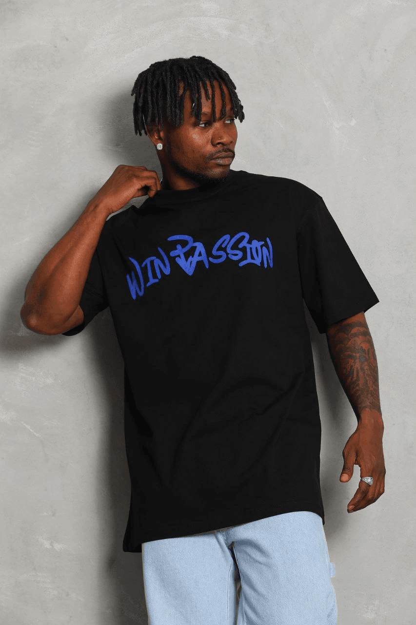 Erkek Baskılı Tişört Kısa Kol Bisiklet Yaka Oversize T-Shirt - Siyah — görsel 1 / 6