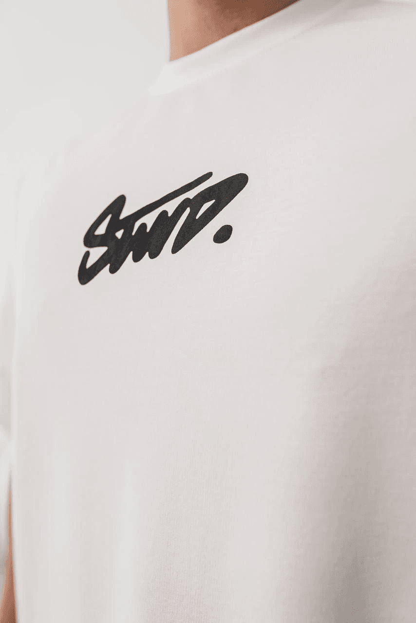 Erkek Tişört Yazlık Baskılı Oversize Kısa kol T-Shirt - Beyaz — görsel 1 / 5