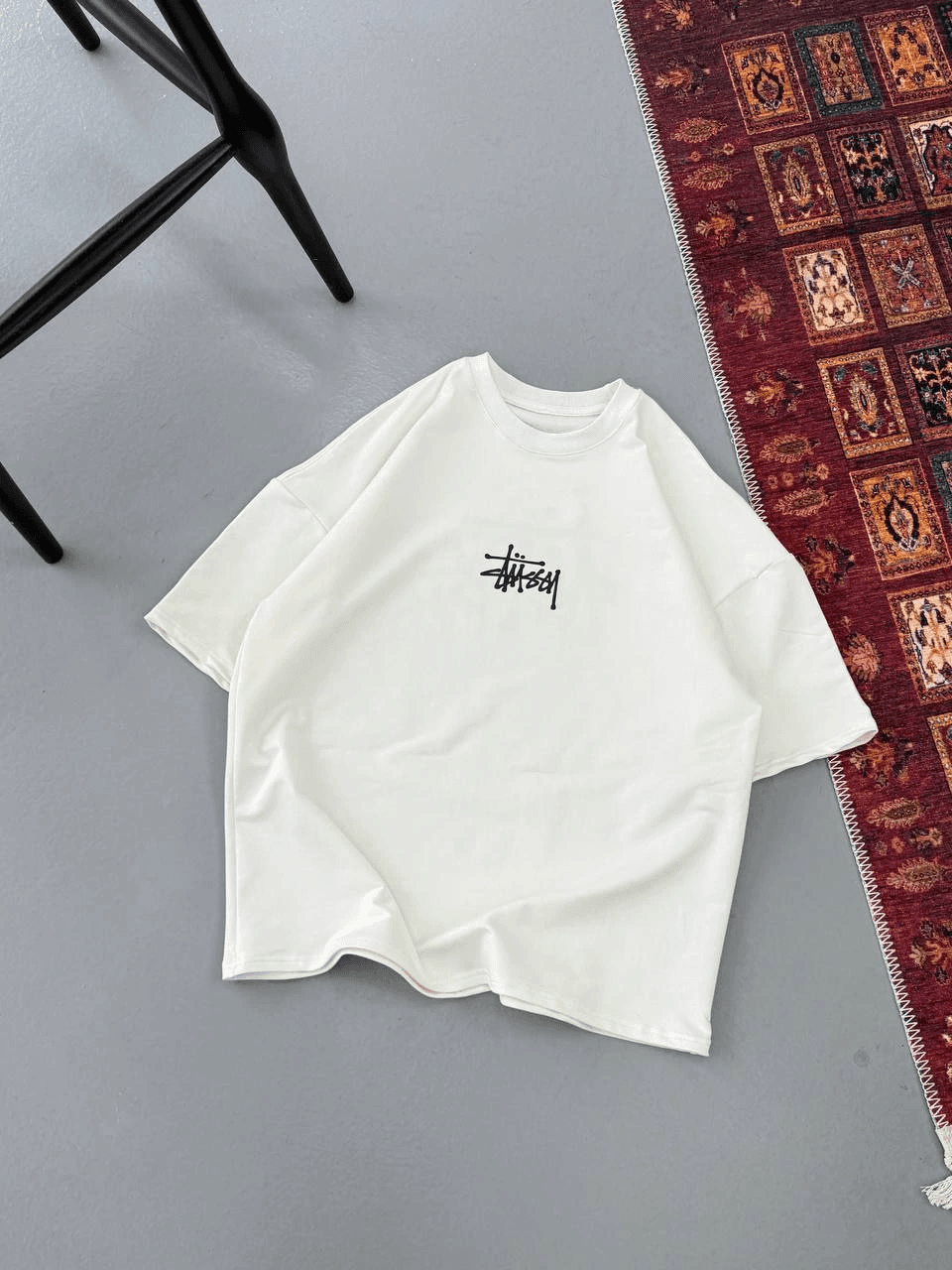 Erkek Kısa Kol Yazlık Tişört Bisiklet Yaka Baskılı Oversize T-Shirt - Beyaz — görsel 1 / 2
