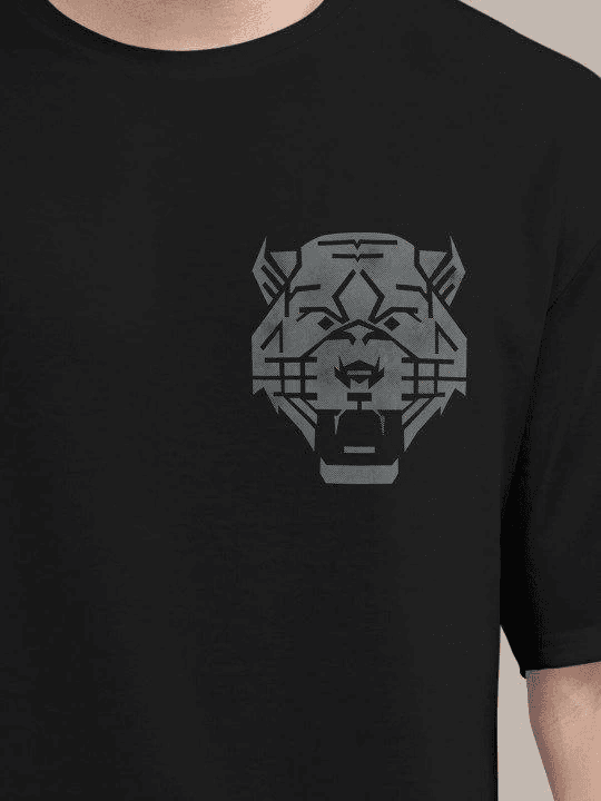 Erkek Kısa Kol Yazlık Tişört Bisiklet Yaka ASLAN Baskılı T-Shirt - Siyah — görsel 1 / 4
