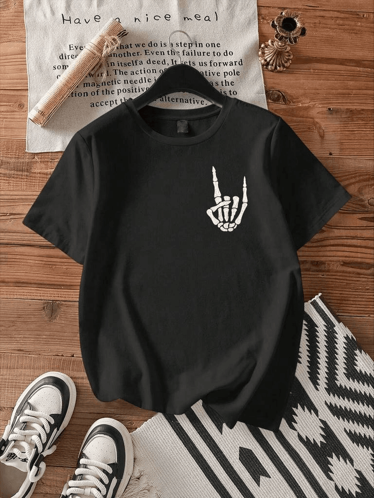 Erkek Baskılı T-Shirt Kısa Kol Bisiklet Yaka Regular Fit Rahat Kalıp Tişört - Siyah — görsel 1 / 3