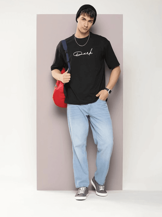 Erkek Baskılı T-Shirt Kısa Kol Bisiklet Yaka Regular Fit Rahat Kalıp Tişört - Siyah — görsel 1 / 4